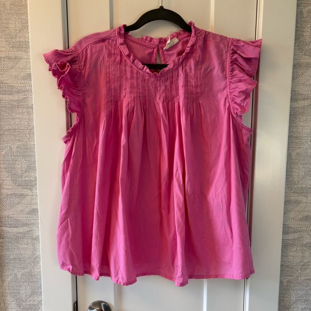a.n.a Pink Ruffle Sleeve Blouse